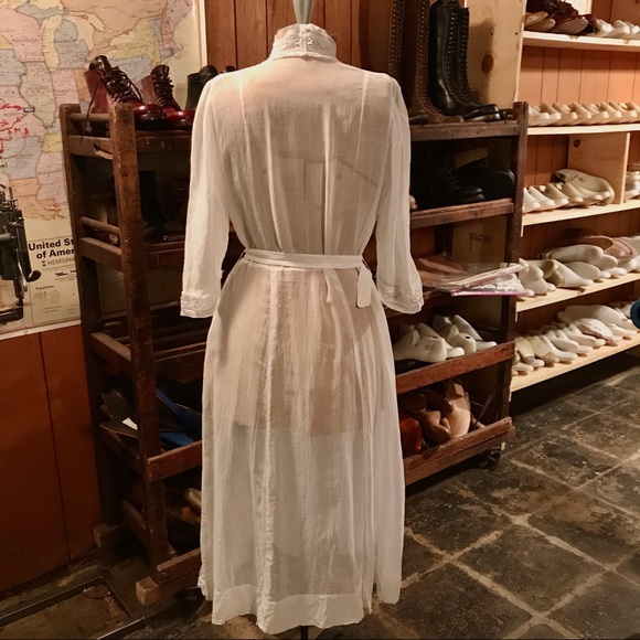 1930s Sheer Cotton Lace trim Dress - Picture 3 of 9